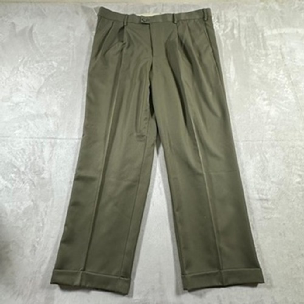 Dockers Lincoln Pant Mens Pleated Relaxed Fit Cuffed NWT 38x30 Olive Green